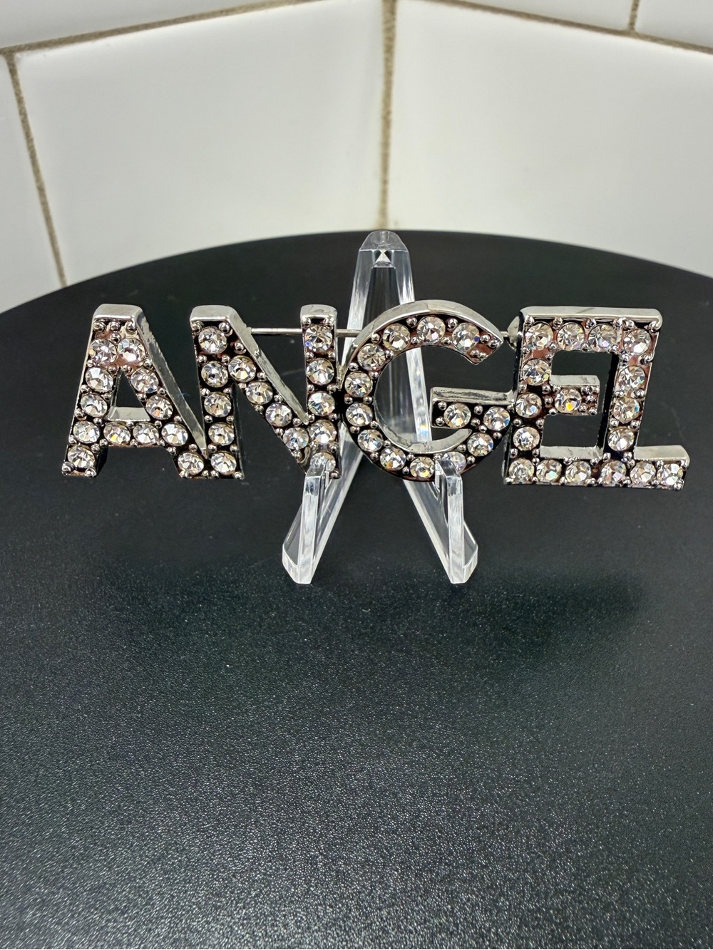 Angel Silver Crystal-Embellished Brooch